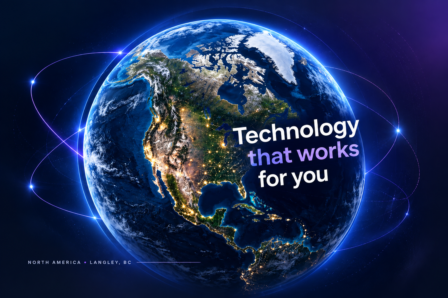 Realistic view of North America on a glowing technology globe